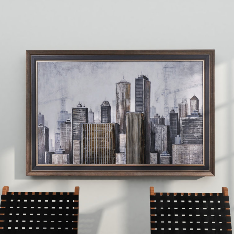 Large Rectangular Multi Color City Textured Canvas Wall Art Framed On  Canvas Painting